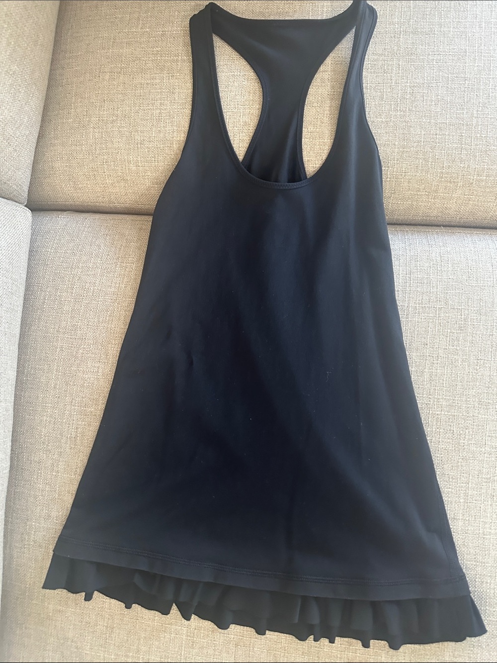 lululemon athletica Black Racerback Tank with Ruffle Hem